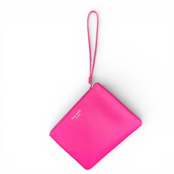 KATE SPADE Keaton Pouch Wristlet Magenta Pink New York Textured PVC Clutch Bag - Picture 2 of 8